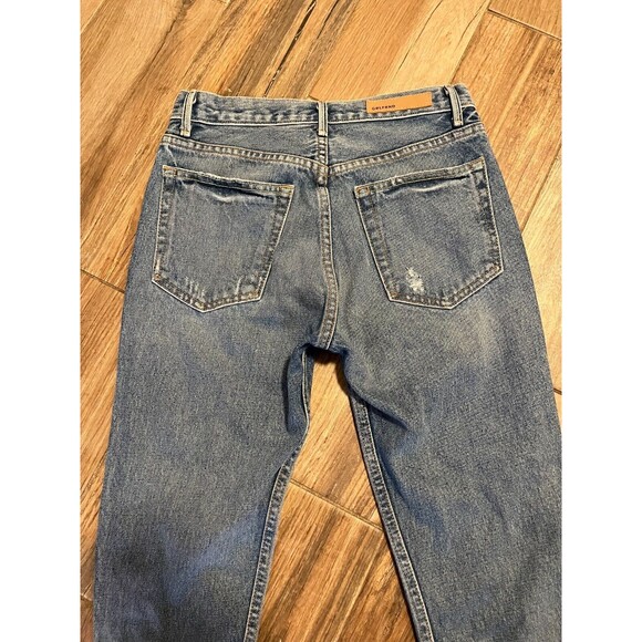 GRLFRND Jeans Karolina Blue 100% Cotton USA White Shoe Lace Sz 25 EUC - Picture 10 of 15